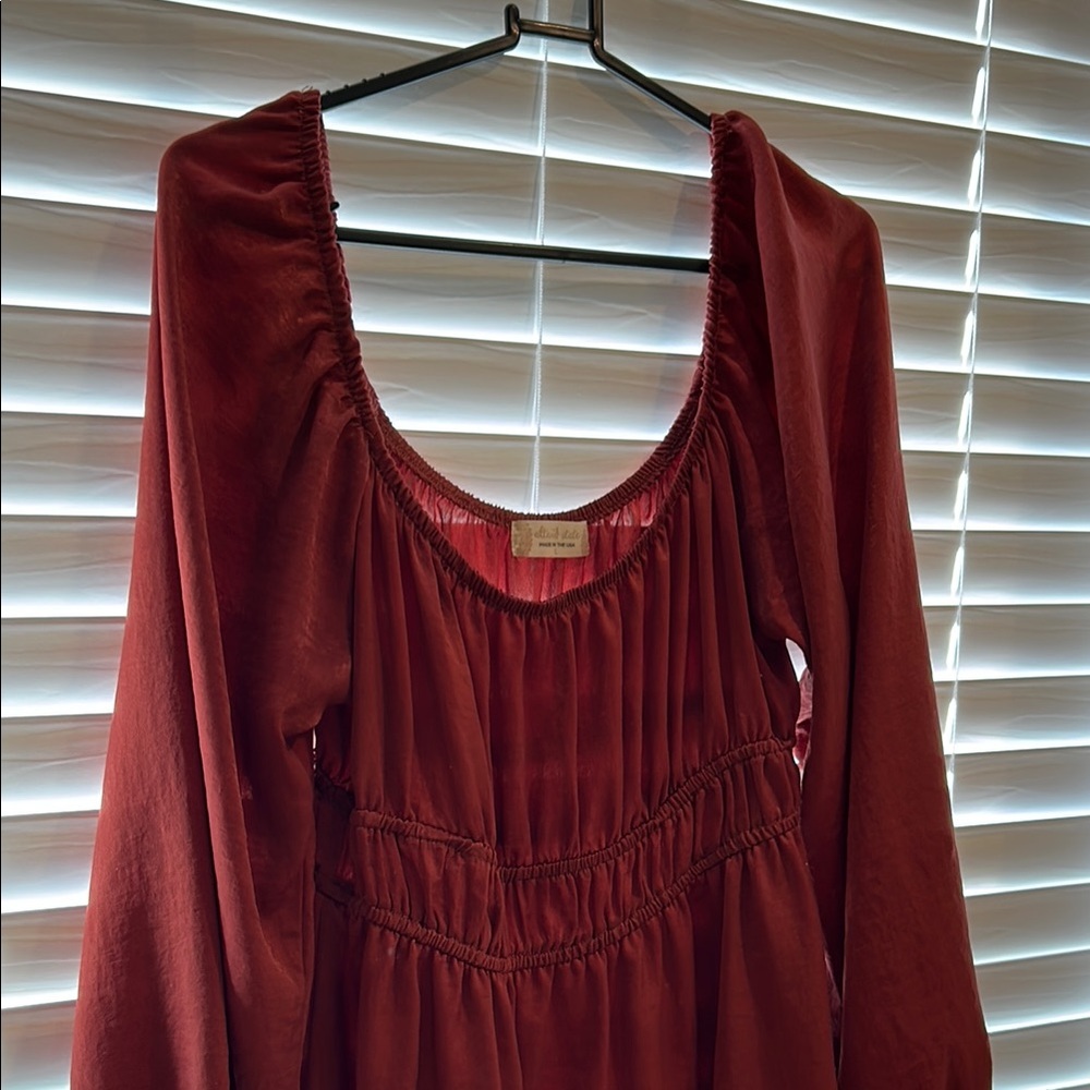 Altar'd State Deep Red Long Sleeve Dress